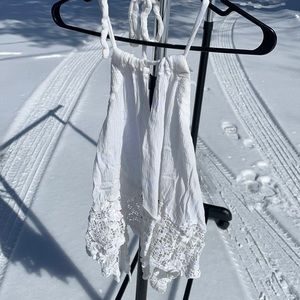 Free People Ivory Macrame Halter Top
